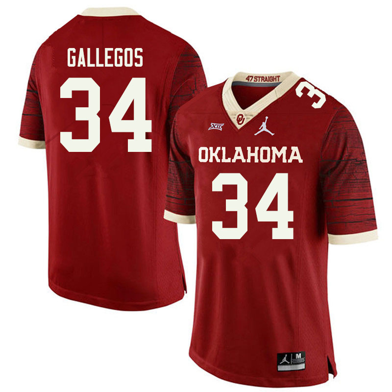 Jordan Brand Men #34 Eric Gallegos Oklahoma Sooners College Football Jerseys Sale-Retro - Click Image to Close